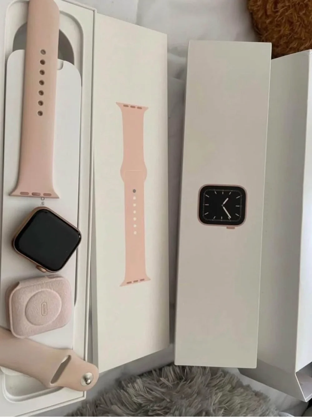 Apple Watch Rose Gold Case with Pink Sand Sport Band